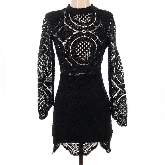 The Vintage Shop Dresses & Skirts - The Vintage Shop Black Lace Long Sleeve Dress